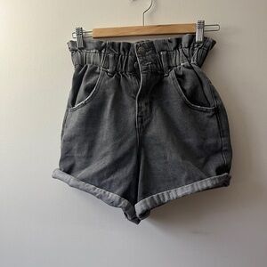 Vervet by Flying Monkey Paper Bag Waist Black Denim Shorts